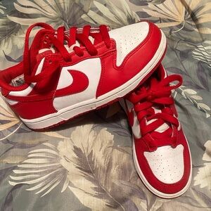 Nike Red and White Low-Top Sneakers